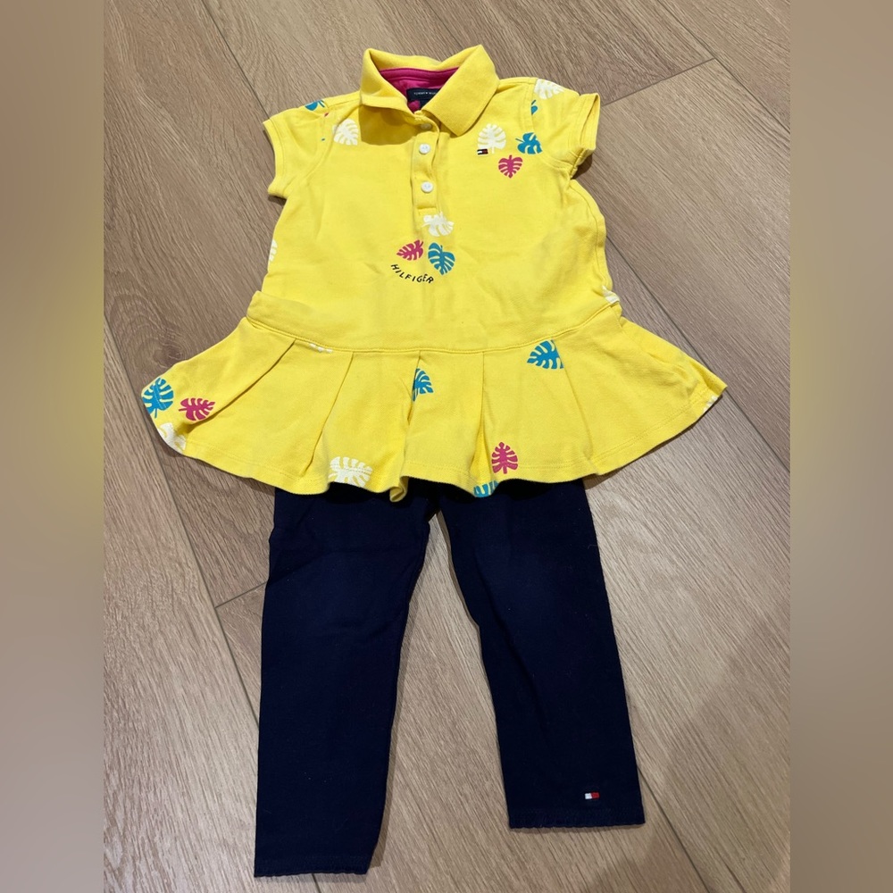 Tommy Hilfiger yellow dress and navy pants set